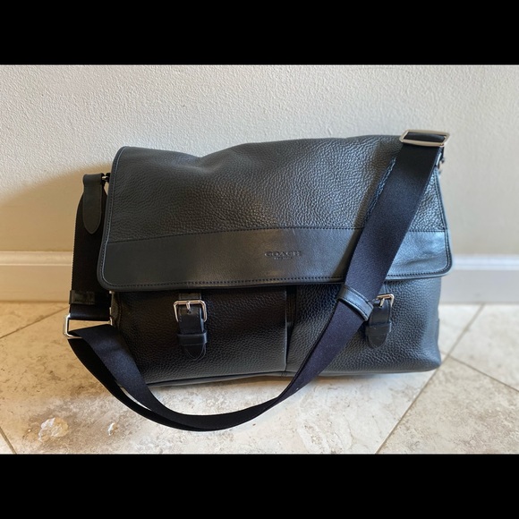 Authentic Coach leather brief case messenger bag Black leather - Picture 2 of 8